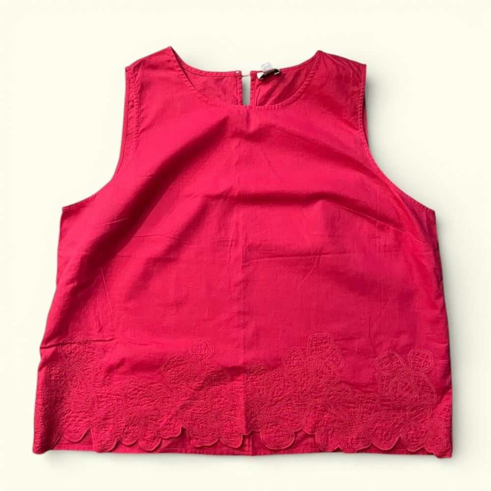 NWT J.Crew Factory Embroidered-trim shell